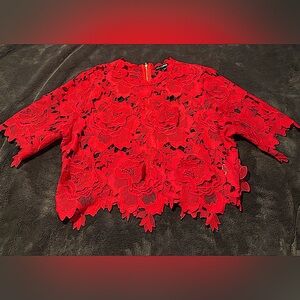 Red rose crotch crop top